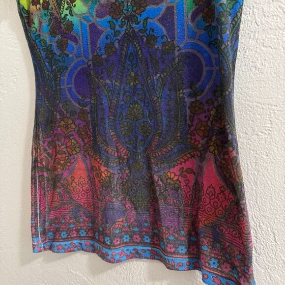 Eyelash Couture Y2K Multicolor Abstract Dye Scoop Neck T-Shirt M - Picture 3 of 6